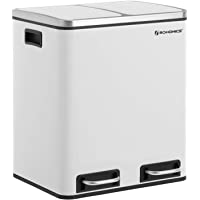 SONGMICS Basurero de Reciclaje 30L- Papelera Metálica- Papelera Escalonada con Cubo Interior y Asas- 2 x 15 Litros para…